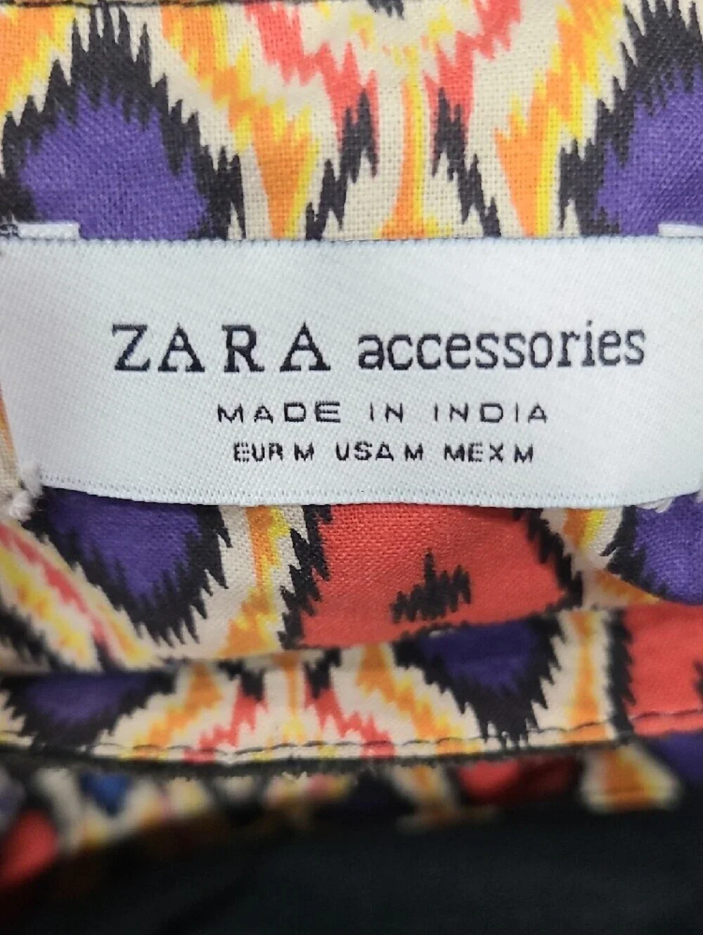 Zara Multicolor Zigzag Hobo Shoulder Bag with Black Trim